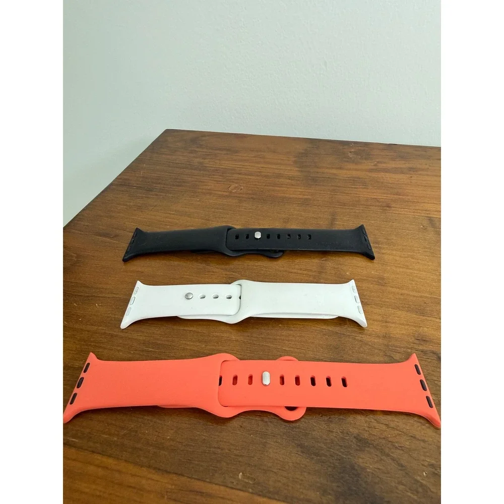 Set of 3 Silicone Sport Bands for Apple Watch Black White Coral Pink S/M